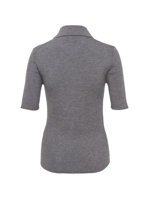Jil Sander ribbed superfine wool polo top - Grey - zdjęcie produktu nr 2