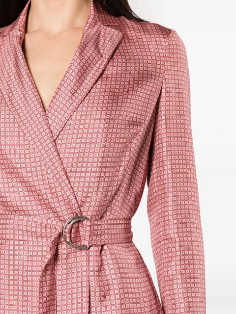 Lanvin geometric-pattern silk wrap dress - Pink