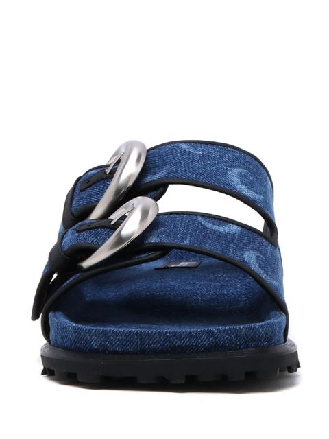 Marine Serre denim Moon-print sandals - Blue