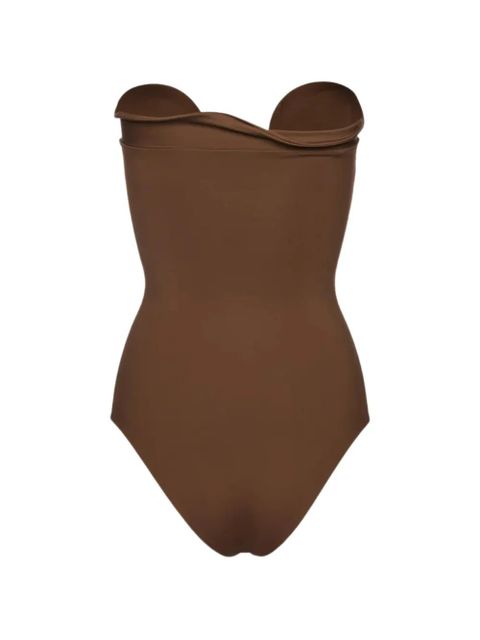 Magda Butrym ruffled flower-detail swimsuit - Brown - zdjęcie produktu nr 2