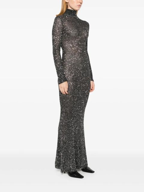 Balenciaga sparkled high-neck maxi dress - Black