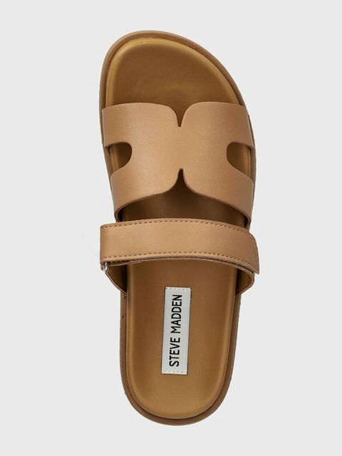 Steve Madden klapki skórzane damskie kolor brązowy
