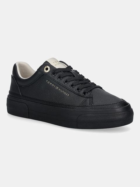 Tommy Hilfiger trampki TH PLATFORM SNEAKER TUMBLED LTR damskie kolor czarny FW0FW09018 - zdjęcie produktu nr 1