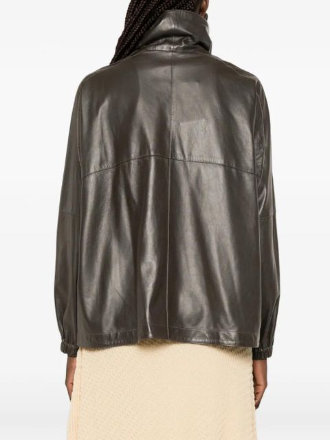 Nour Hammour flap-pocket leather jacket - Brown