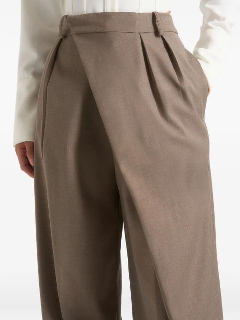 Manière De Voir Colette wrap-front pleated tailored trousers - Brown