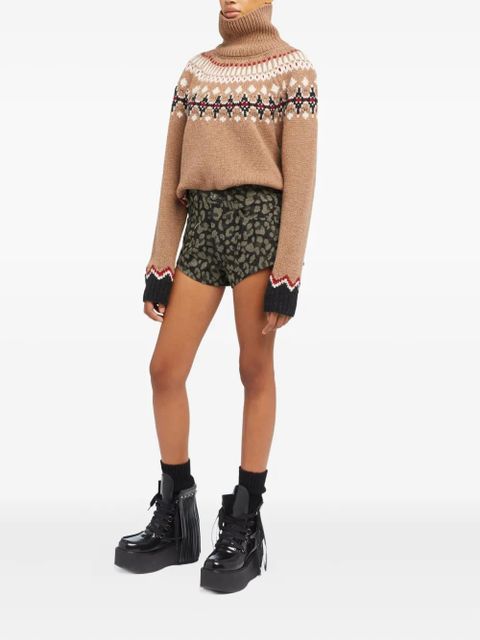 Alanui Seattle Jungle leopard-print denim shorts - 0717-Ardesia-Dark Dust - zdjęcie produktu nr 2