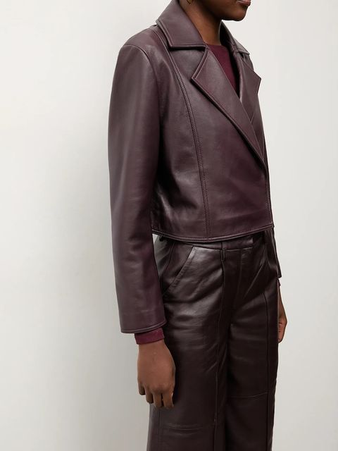 Answear.LAB ramoneska skórzana kolor bordowy przejściowa