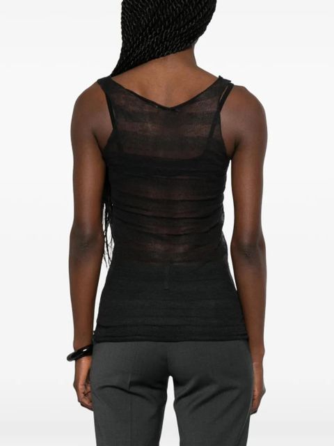 Paloma Wool Dino striped sheer tank top - Black