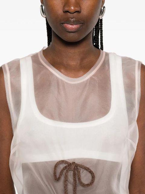 Simone Rocha sheer frayed contour top - Neutrals