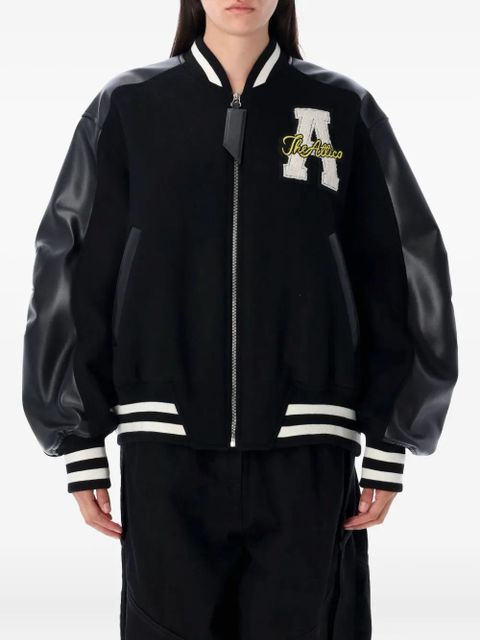 The Attico varsity leather-sleeve bomber jacket - Black - zdjęcie produktu nr 1