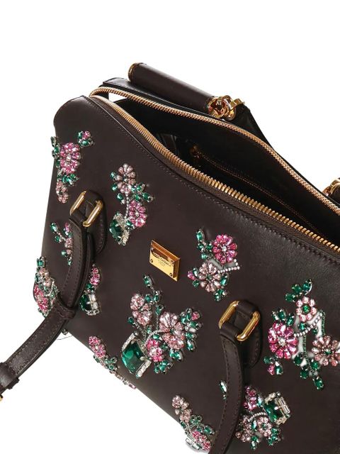 Dolce & Gabbana floral-embellished tote bag - Brown
