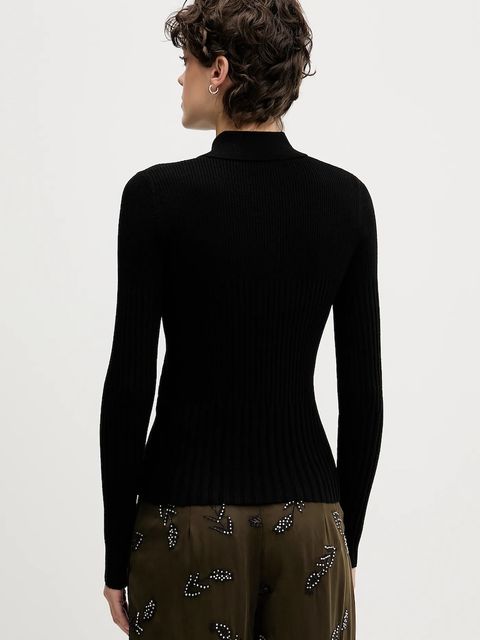 Sisley sweter z dodatkiem wełny damski kolor czarny lekki 1QNQL300E - zdjęcie produktu nr 2