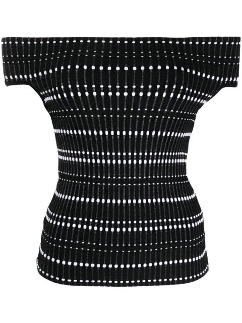 Alexander McQueen open-knit off-shoulder top - Black - zdjęcie produktu nr 1