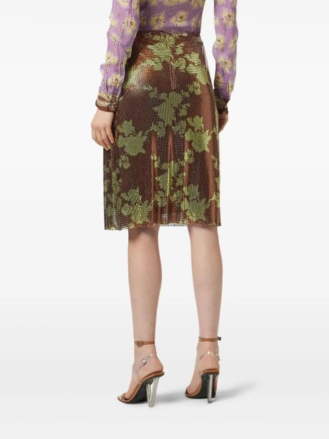 Versace Wild Roses A-Line midi skirt - Brown