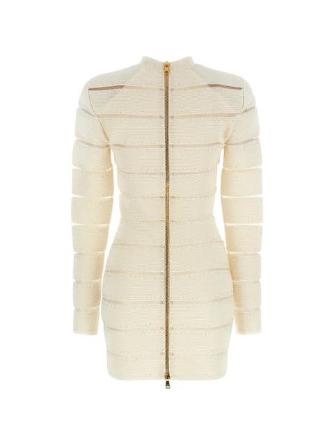 Balmain mesh sequin-embellished bodycon mini dress - Neutrals - zdjęcie produktu nr 2
