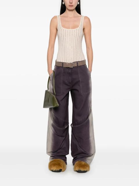 The Attico crystal-embellished bodysuit - Neutrals