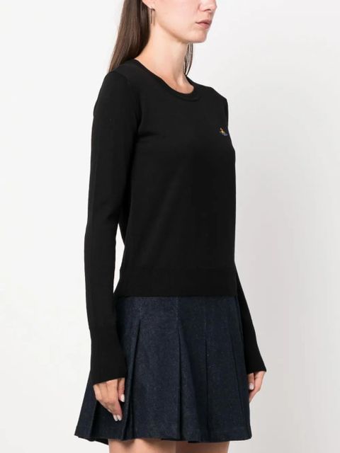 Vivienne Westwood logo-embroidered virgin-wool jumper - Black