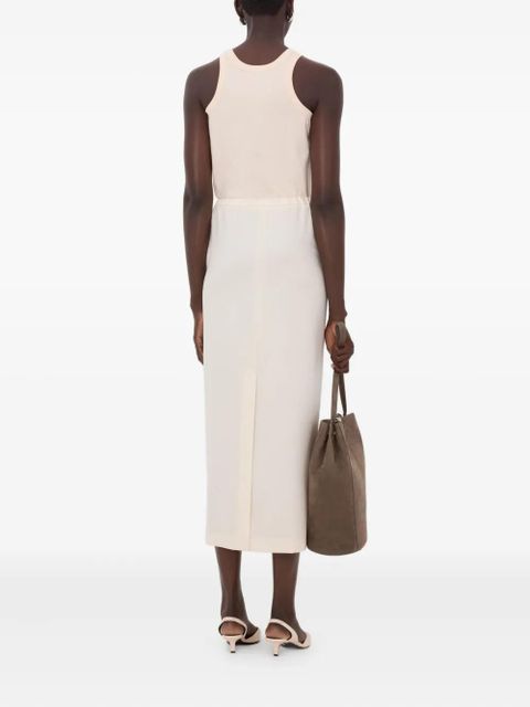 LouLou de Saison Cara elasticated waistband back vent maxi skirt - Neutrals