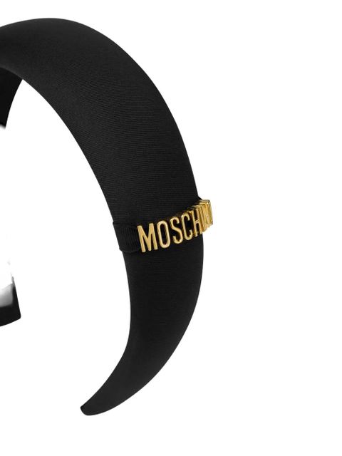 Moschino logo-plaque padded headband - Black