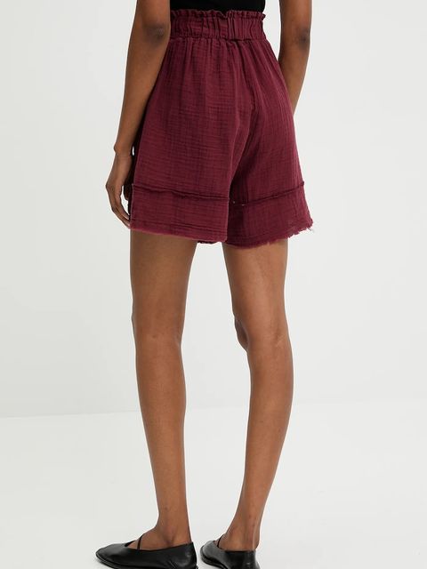 Answear.LAB szorty damskie kolor bordowy gładkie high waist