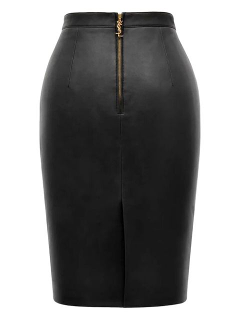 Saint Laurent Cassandre leather pencil skirt - Black - zdjęcie produktu nr 2