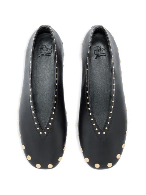 GANNI studded ballet flats - Black