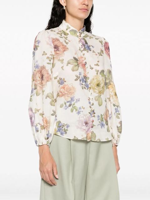 ZIMMERMANN Luminosity floral-print puff-sleeve blouse - Neutrals - zdjęcie produktu nr 2