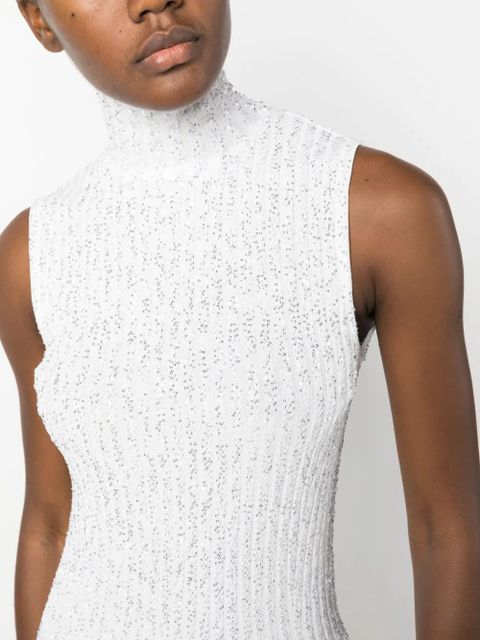 Missoni sequin-embellished ribbed dress - White