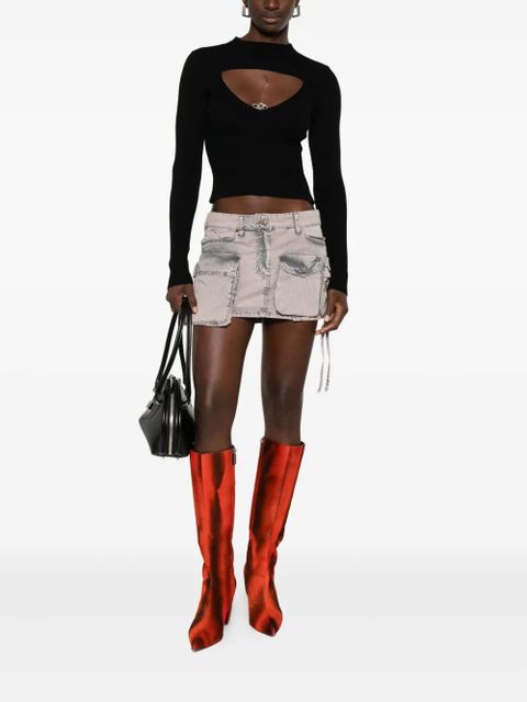 Diesel keyhole-neckline ribbed top - 9XX NERO - zdjęcie produktu nr 2