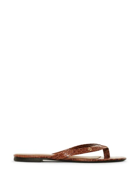ANINE BING Noelle croc-embossed flat sandals - Brown - zdjęcie produktu nr 1