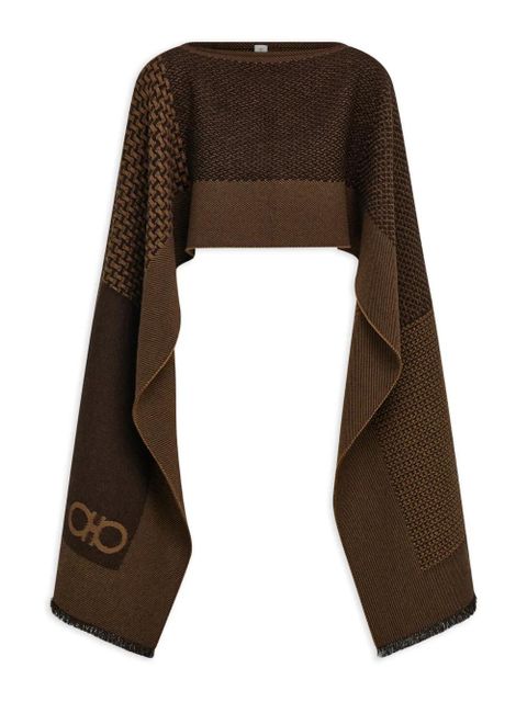 Ferragamo jacquard patchwork cape - Brown - zdjęcie produktu nr 1