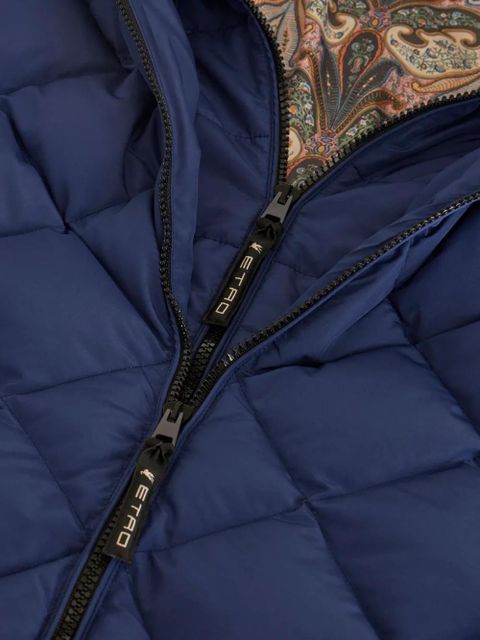ETRO zipped hooded puffer jacket - Blue