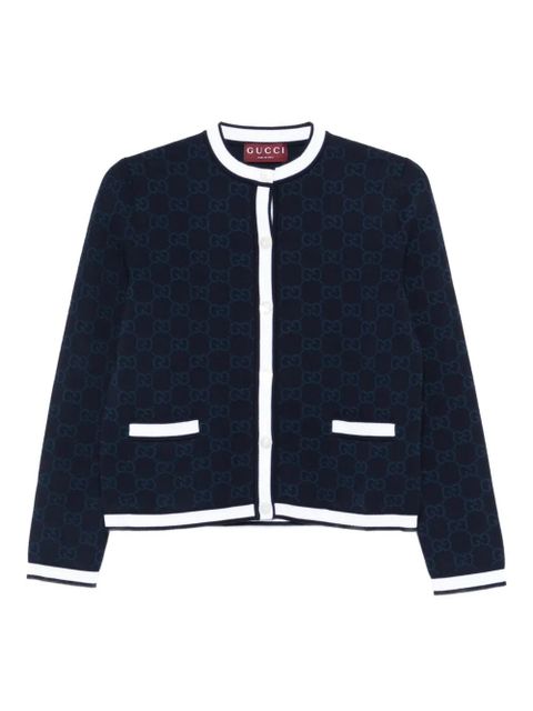 Gucci GG-pattern buttoned cardigan - Blue - zdjęcie produktu nr 1
