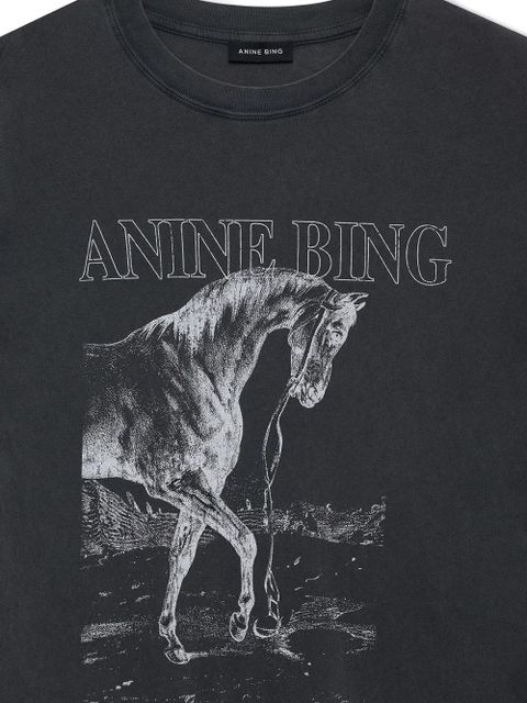 ANINE BING Lili horse-print T-shirt - Black