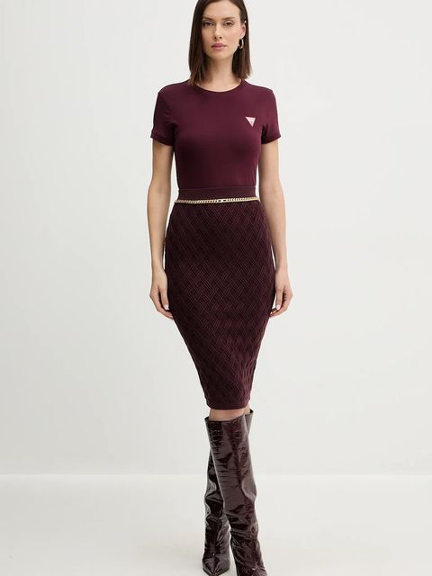 Guess t-shirt damski kolor bordowy W2YI44 J1314