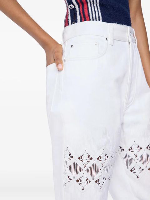 Rabanne embroidered fringed trousers - White