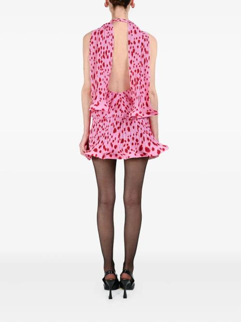 Rowen Rose plunging-neck pleated dress - Pink