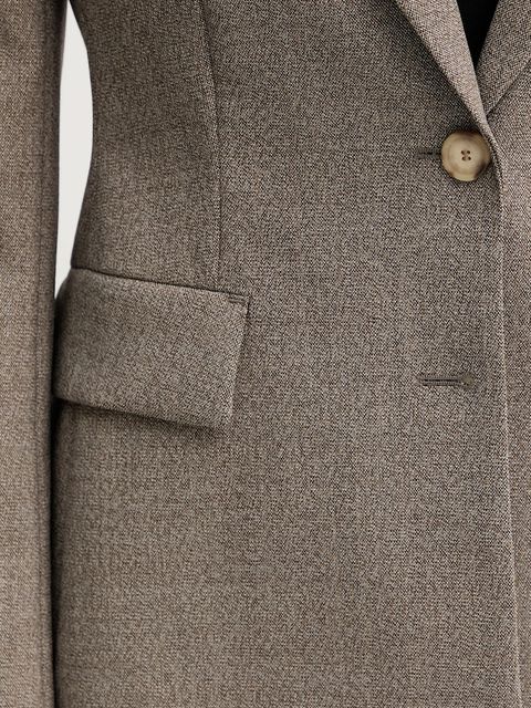 BOSS marynarka wełniana kolor beżowy jednorzędowa gładka 50544333