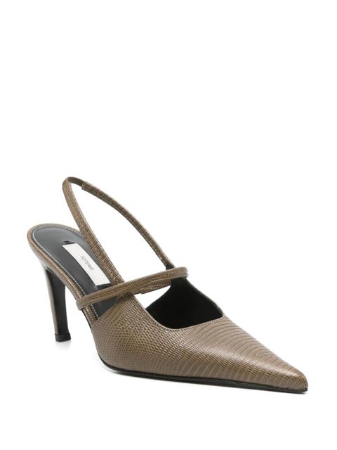 TOTEME 100mm lizard-embossed slingback pumps - Green
