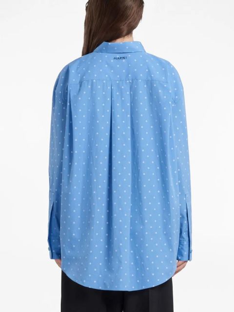 Marni polka dot-print poplin shirt - Blue