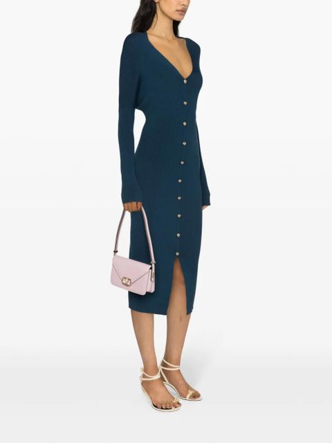 Lanvin decorative-buttons ribbed maxi dress - Blue