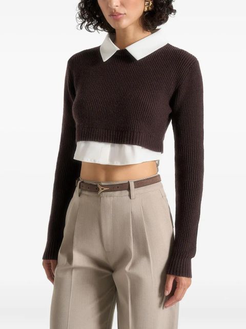 Manière De Voir Flavie detachable-collar cropped top - Brown