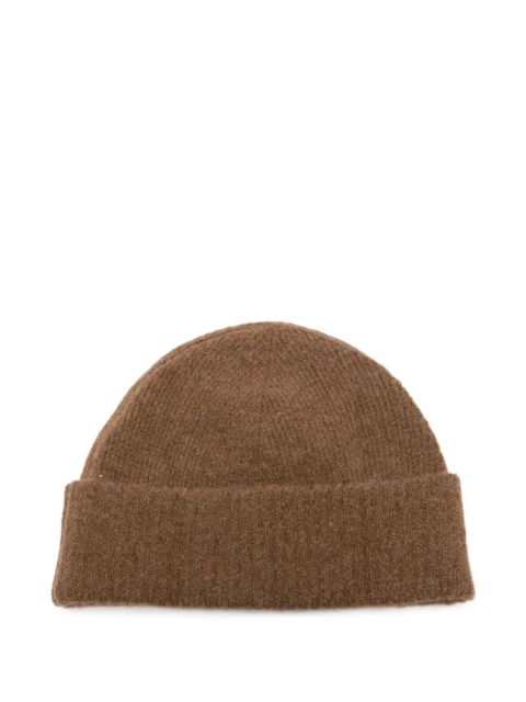 AMI Paris striped Ami De Coeur beanie - Brown