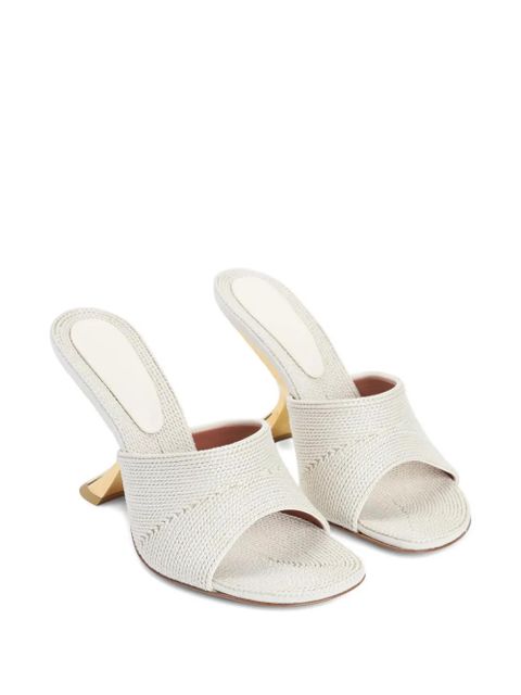 Amina Muaddi 90mm leather heeled sandals - Neutrals