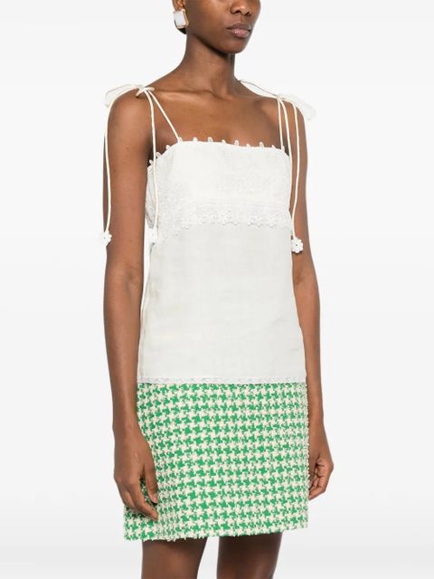 Valentino Garavani lace-detail tie-strap top - Neutrals