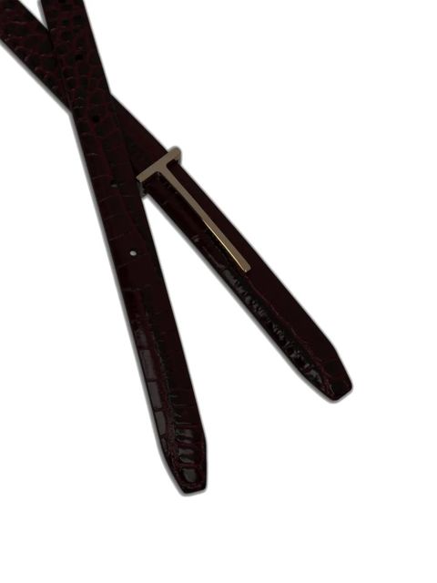 TOM FORD croc-effect buckle belt - Red - zdjęcie produktu nr 1