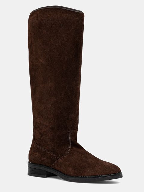 Steve Madden kozaki zamszowe Vlora damskie kolor brązowy na płaskim obcasie 11004761 - zdjęcie produktu nr 1