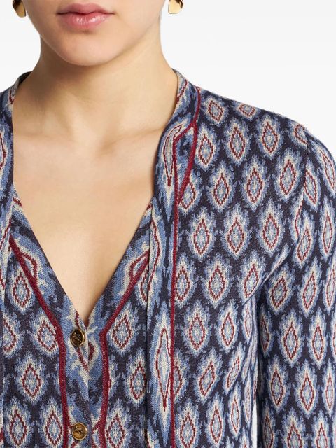 ETRO bow-detail jacquard cardigan - Blue