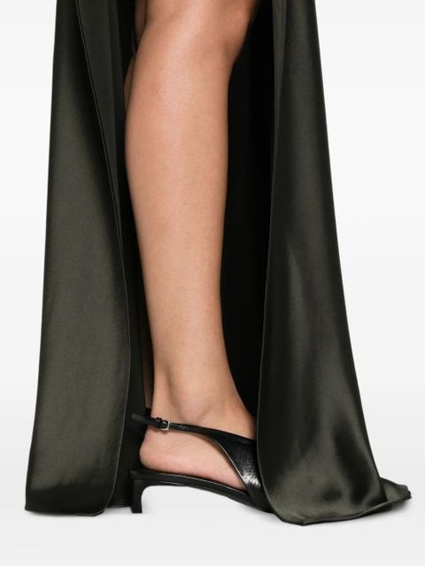 Nanushka satin-paneled asymetrical maxi dress - Green