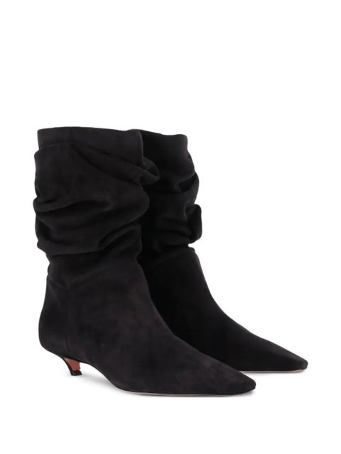 Amina Muaddi Jamie ruched ankle boots - Black